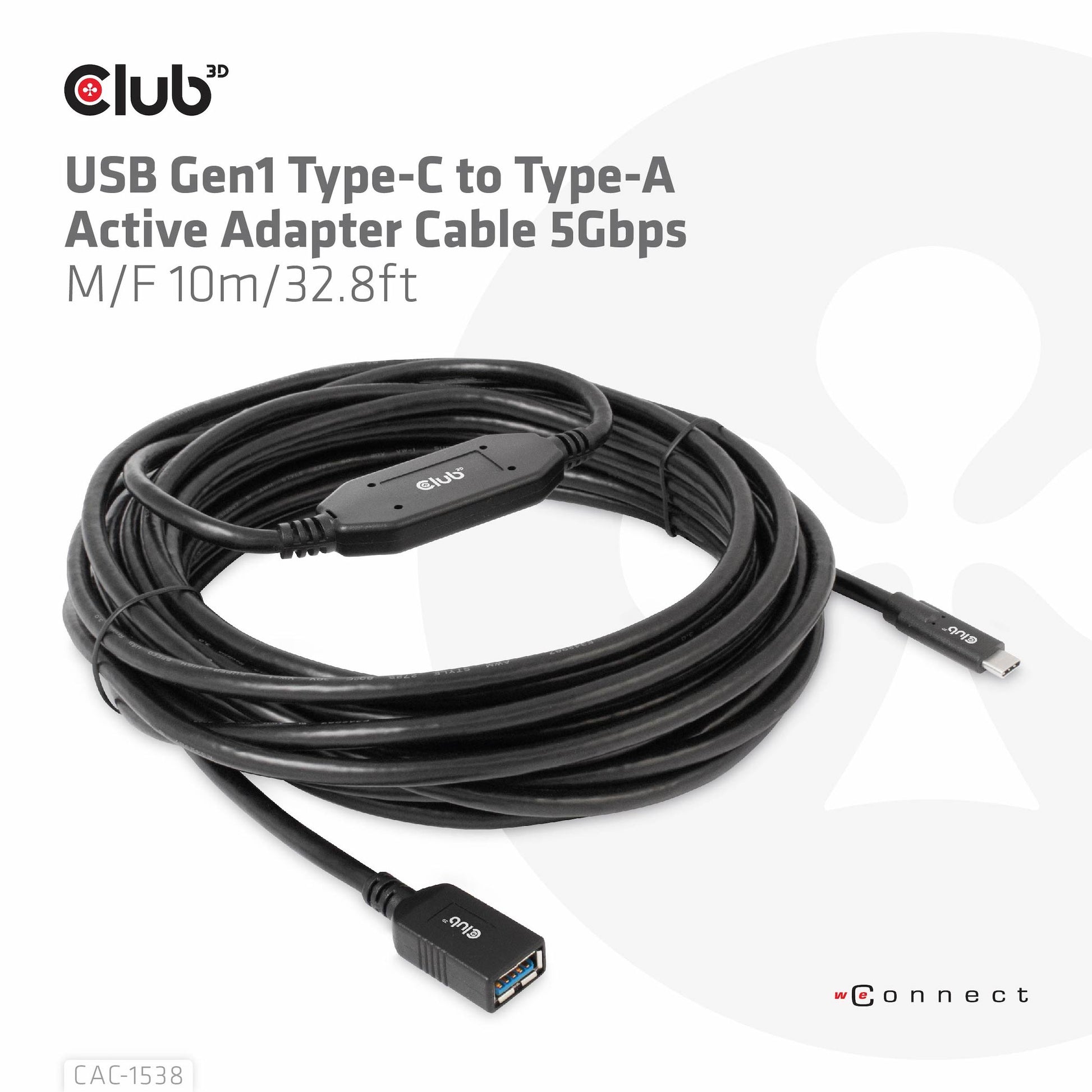 CLUB3D Club 3D – USB-Kabel, USB-C zu USB-A, 10 m, USB 3, Lade-/Datenkabel