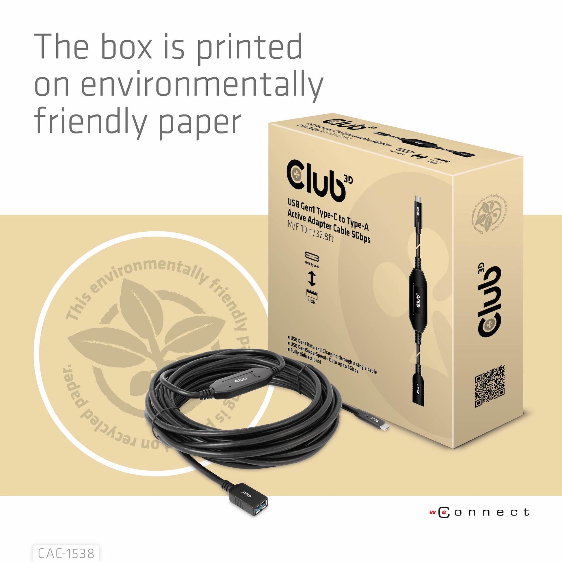 CLUB3D Club 3D – USB-Kabel, USB-C zu USB-A, 10 m, USB 3, Lade-/Datenkabel
