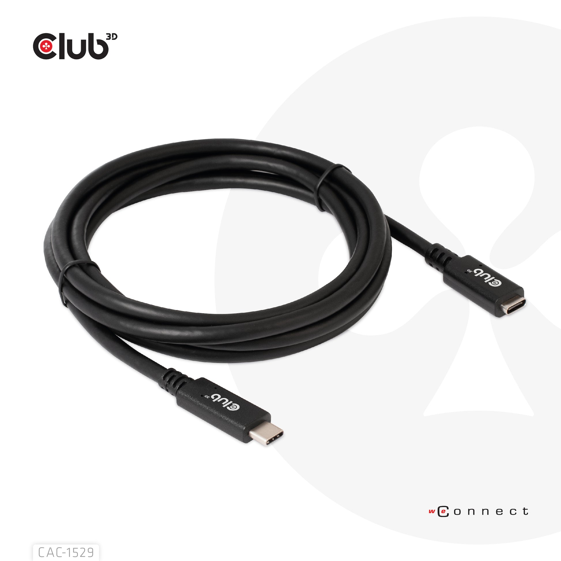 CLUB3D Club 3D – USB-C Verlängerungskabel (Stecker auf Buchse) – USB 3.2 Gen 1 (5 Gbit/s) – 1 m – Schwarz