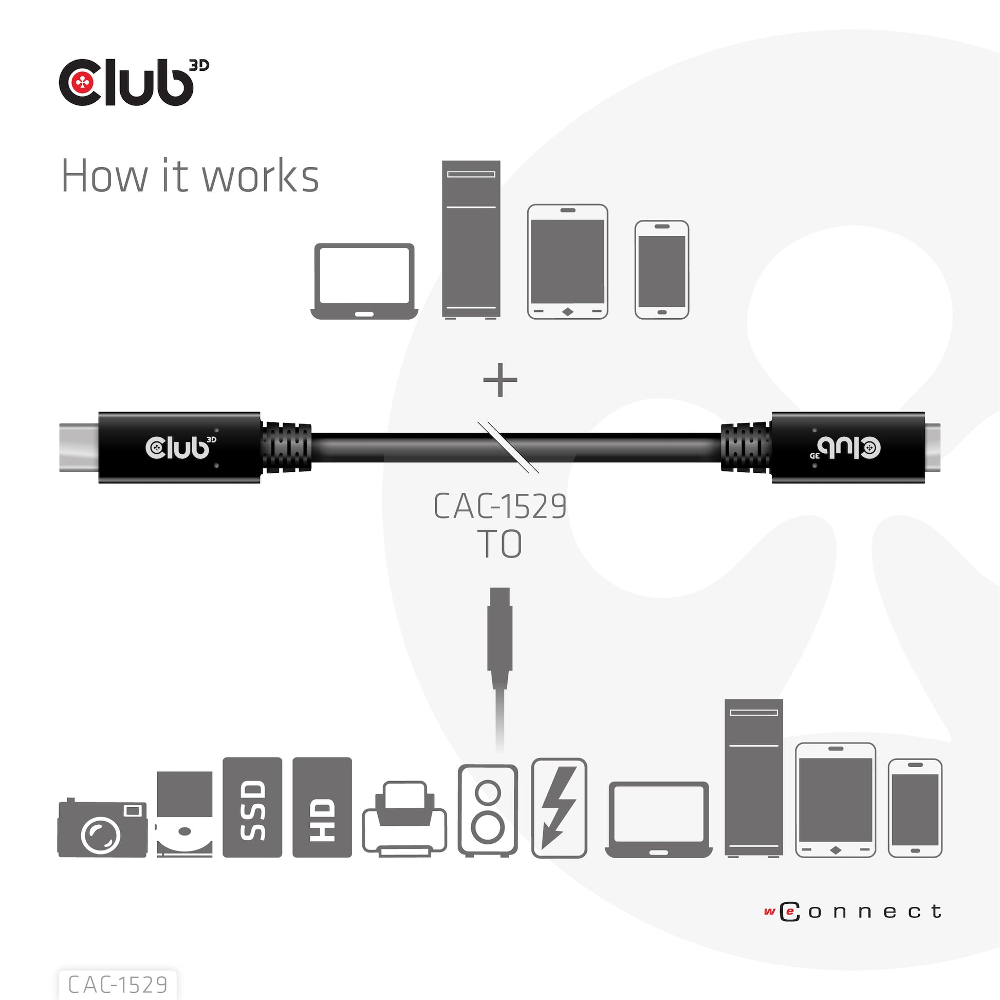 CLUB3D Club 3D – USB-C Verlängerungskabel (Stecker auf Buchse) – USB 3.2 Gen 1 (5 Gbit/s) – 2 m – PD 60 W – Schwarz
