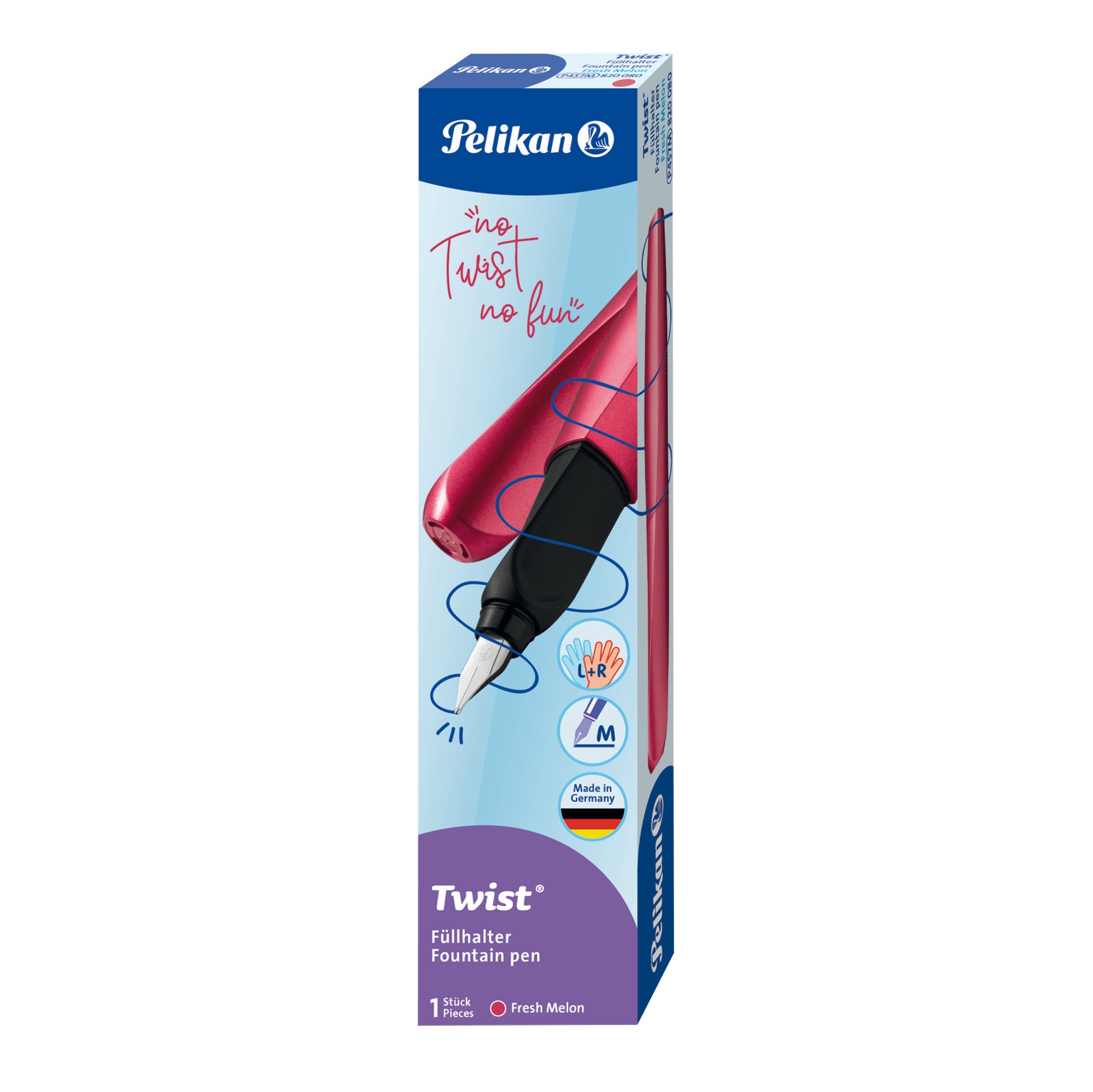 Pelikan Twist – Federspitze M – für Rechts- & Linkshänder – Rot, Blau – Patronen
