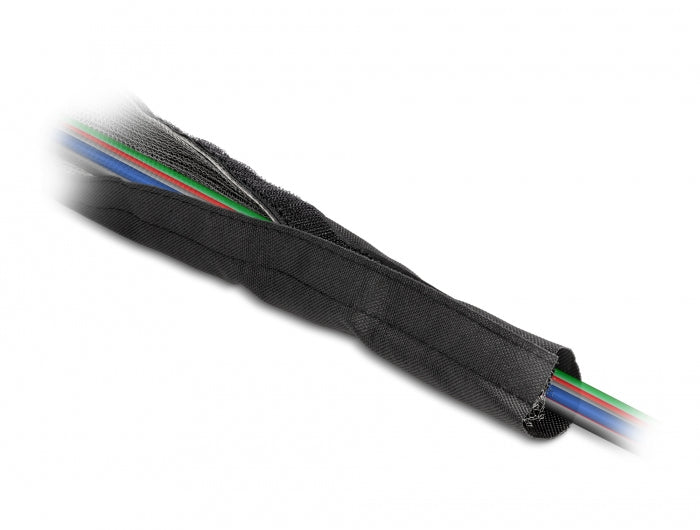DeLOCK Kabelschlauch – 16 mm × 1,00 m, Kupfer/Polyester, Schwarz, mit Klettverschluss, hitzebeständig, 1er-Pack