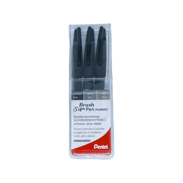 Pentel Brush Pen – Pinselspitze, pigmentiert, wasserfest, 3 Farben