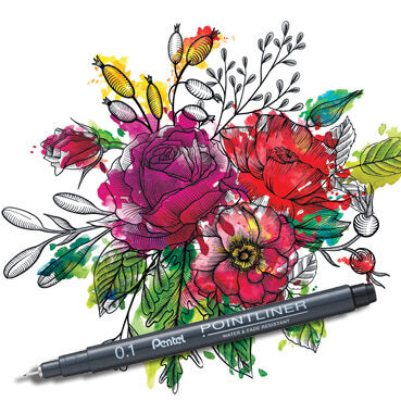 Pentel Pointliner Fineliner Set – 8 Stk., 0,03–0,8 mm, schwarz, wasserfest