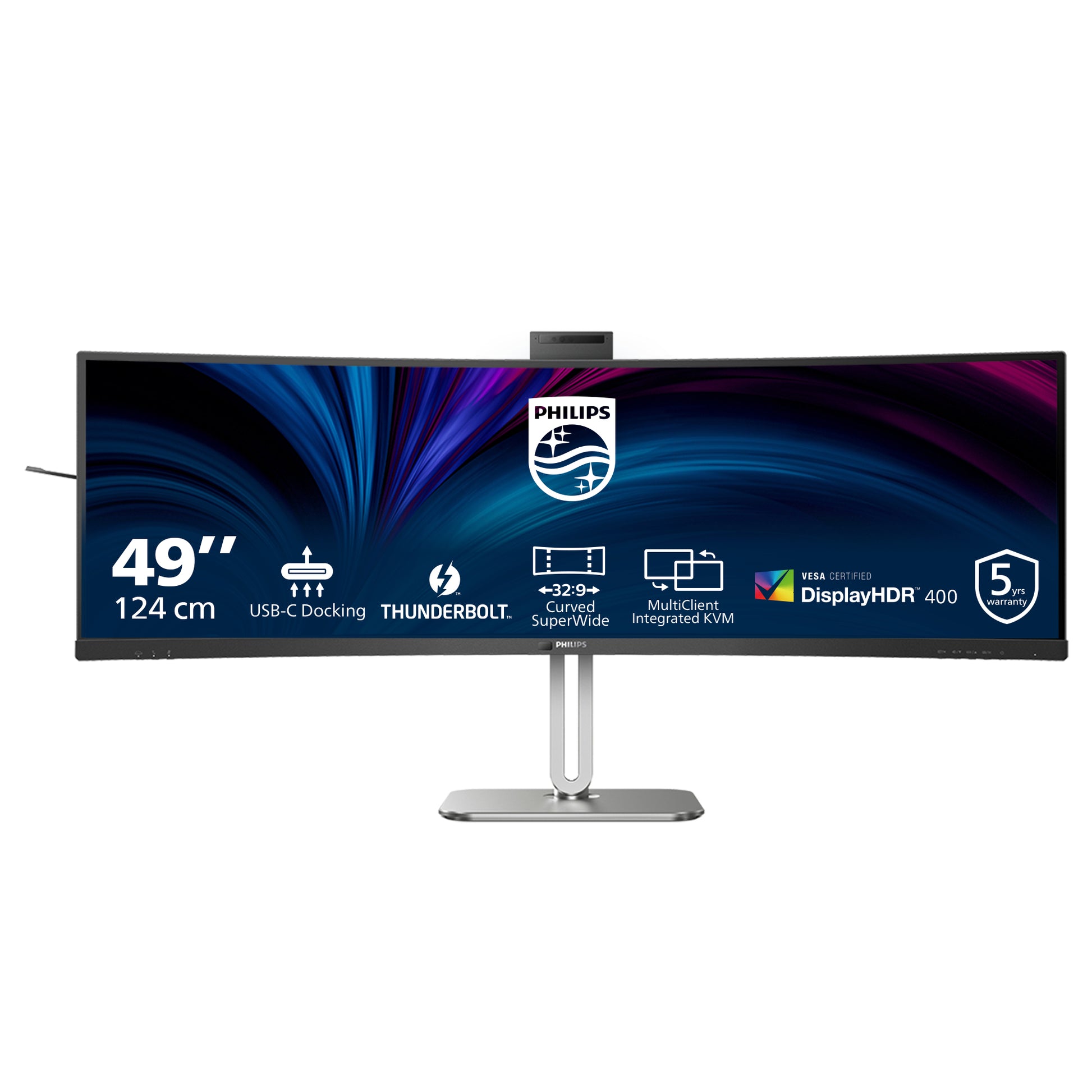 Philips 49B2U6903CH/00 – Monitor, 48,8" 5120 × 1440 (Dual QHD), VA, 450 cd/m², Webcam, Schwarz