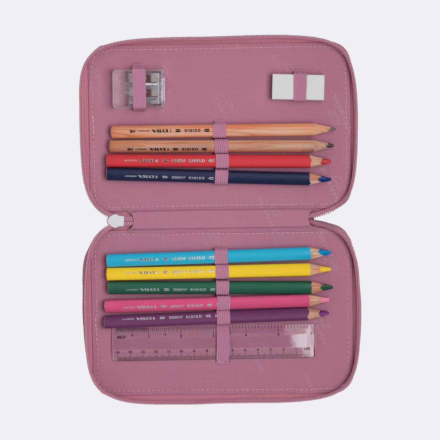 Beckmann Klassisches Dreifach-Etui, gefüllt – Furry – Kunststoff – 13,0 × 20,5 × 7,0 cm