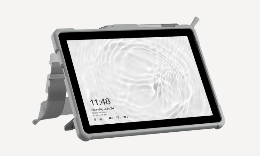 Urban Armor Gear UAG Plasma Healthcare Tablet-Hülle für Surface Go 2 – Stossfest bis 1,2 m, Stifteinschub – Silber/Grau