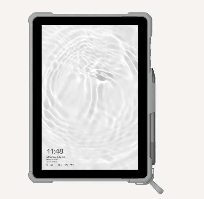 Urban Armor Gear UAG Plasma Healthcare Tablet-Hülle für Surface Go 2 – Stossfest bis 1,2 m, Stifteinschub – Silber/Grau