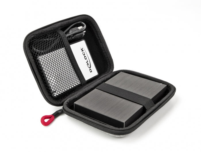 DeLOCK Schutztasche – für 2,5" SSDs, Polyester, schockresistent, 100 × 145 × 35 mm