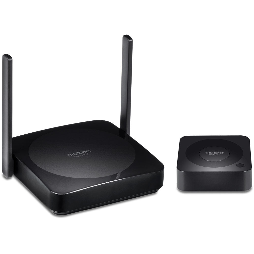 TRENDnet TWP-100R1K – Wireless HDMI Extender Set, 4K@24 Hz, 2× HDMI In/2× HDMI Out, 5.1 Audio, HDCP 1.4, LAN