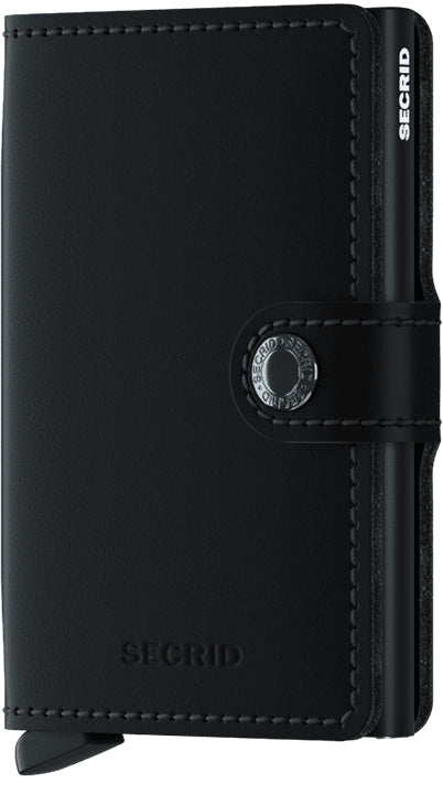 Secrid Miniwallet Kartenetui – RFID-Schutz, 10 Karten – 65 × 102 × 21 mm – Aluminium, Leder – Schwarz Matt