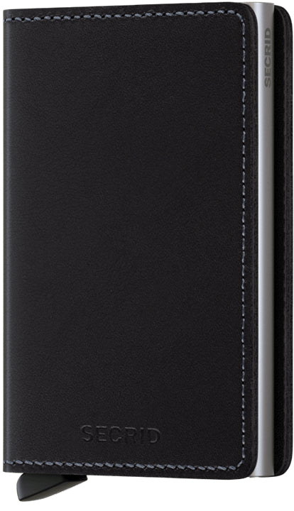 Secrid Kartenetui – RFID-Schutz, für bis zu 12 Karten – 68×16×102 mm – schwarz, Aluminium, Leder – 1 Stk.