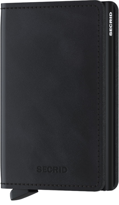 Secrid Slimwallet Kartenetui – RFID-Schutz – 68 × 102 × 16 mm, 12 Karten – Schwarz Matt – Aluminium, Leder