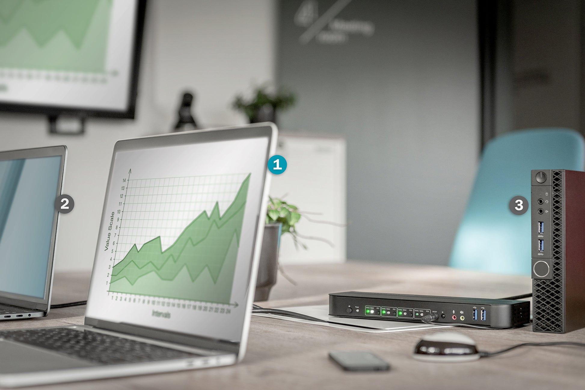 Digitus KVM-Switch 4×1, DisplayPort/HDMI, USB, 4K (4096 × 2160)