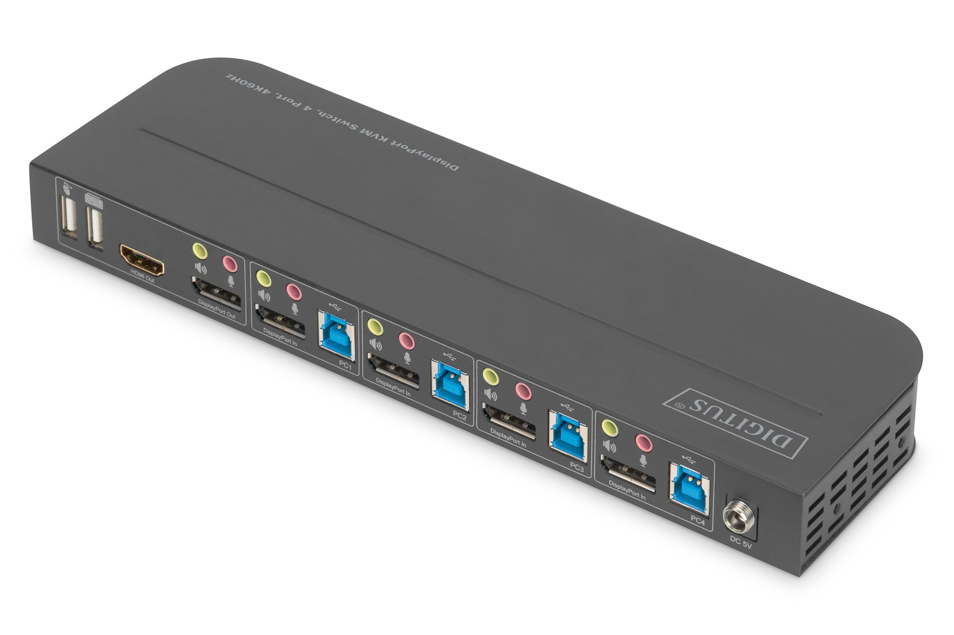 Digitus KVM-Switch 4×1, DisplayPort/HDMI, USB, 4K (4096 × 2160)