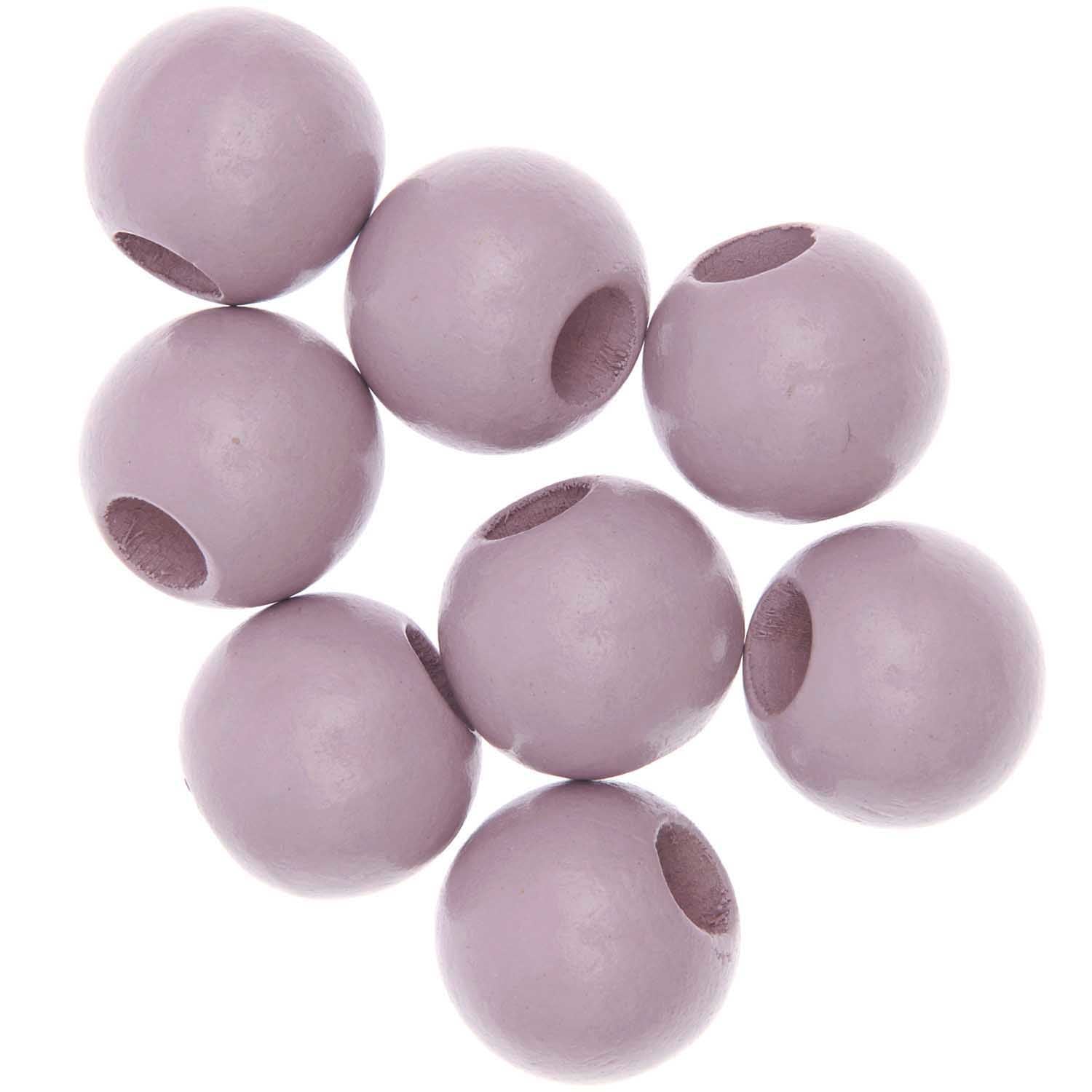 Rico Design Holzperlen, rund – Altrosa – Ø 25 mm, Loch 10 mm, Grossloch – 8 Stk.
