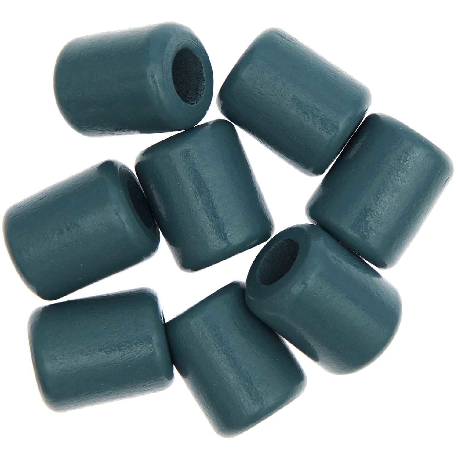 Rico Design Holzperlen, quadratisch – Petrol – 24 × 24 × 24 mm, Loch 10 mm – 8 Stk.
