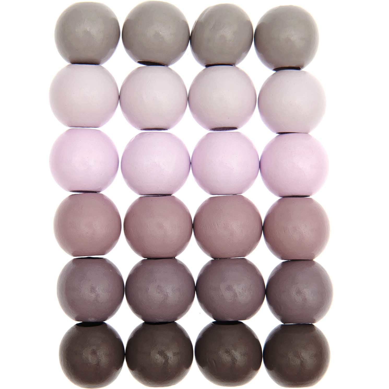 Rico Design Holzperlen rund – Ø 25 mm, Loch-Ø 8 mm, mehrfarbig, 24 Stk.