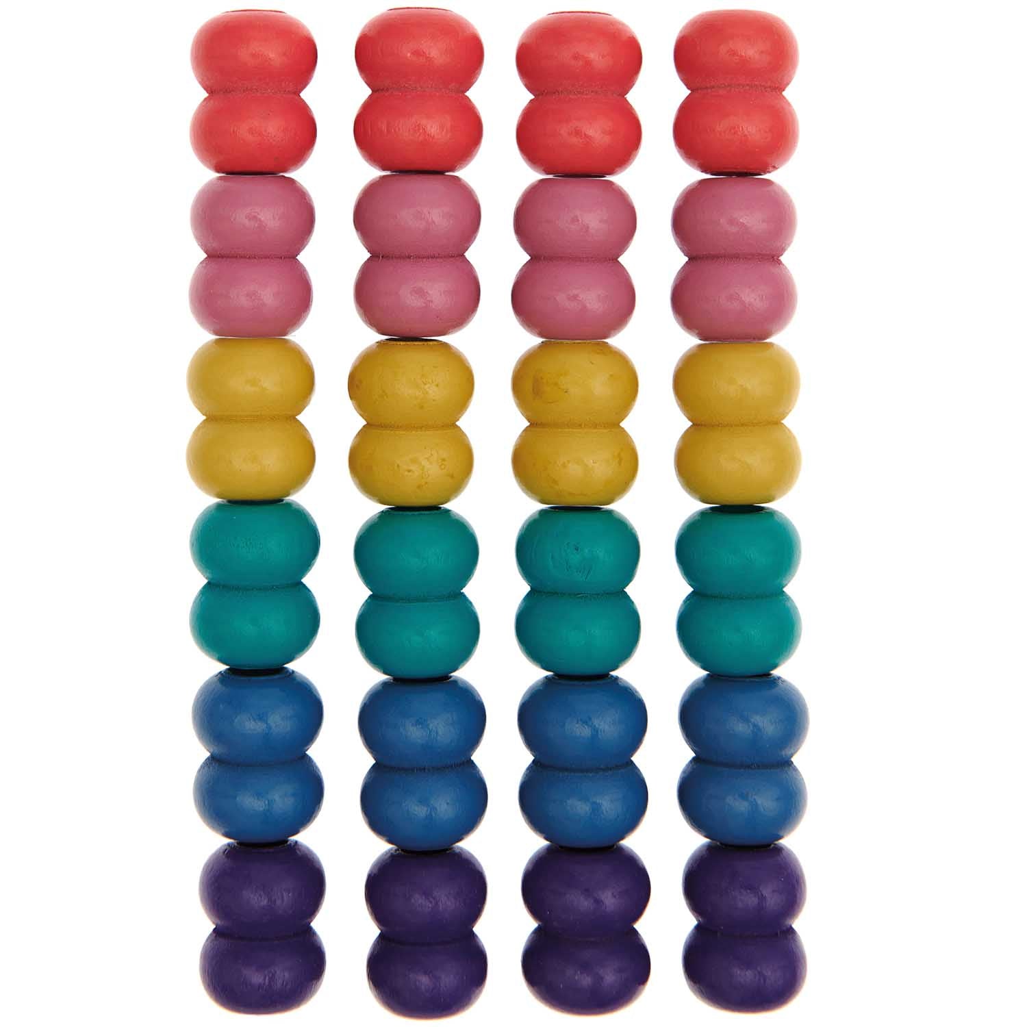 Rico Design Holzperlen Makramee – 17×22 mm, Loch-Ø 8 mm, Mehrfarbig, 24 Stk.