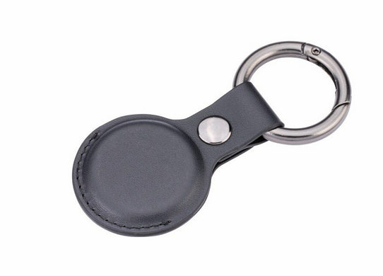 TROIKA AirTag Schlüsselanhänger Rund für AirTag – Schutzhülle, Kunstleder, Schwarz, 88 × 40 × 8 mm