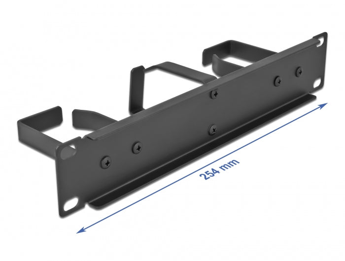 DeLOCK Kabelmanagementtafel – 19", 1U, Metall, Schwarz, Tiefe 254 mm