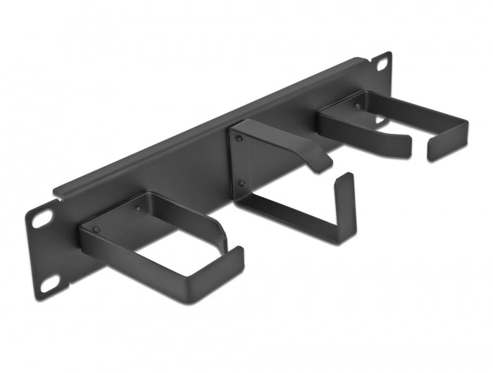 DeLOCK Kabelmanagementtafel – 19", 1U, Metall, Schwarz, Tiefe 254 mm