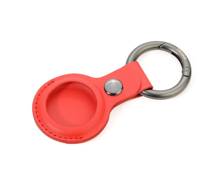 TROIKA AirTag Schlüsselanhänger Rund für AirTag – Schutzhülle, Kunstleder, Rot, 88 × 40 × 8 mm