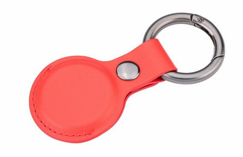 TROIKA AirTag Schlüsselanhänger Rund für AirTag – Schutzhülle, Kunstleder, Rot, 88 × 40 × 8 mm
