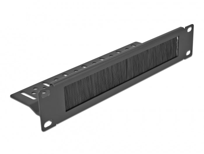 DeLOCK 10" Bürstenleiste – Kabelmanagementtafel, 19", 1U, 0,254 m Tiefe, Metall, Schwarz, 1 Stück