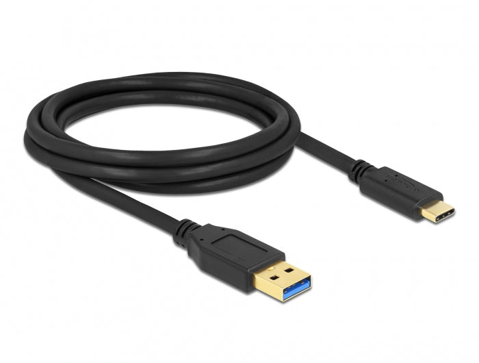 DeLOCK USB-A auf USB-C Kabel – USB 3.2 Gen 1 (5 Gbit/s) – 2 m – Schwarz