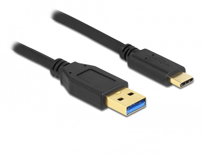 DeLOCK USB-A auf USB-C Kabel – USB 3.2 Gen 1 (5 Gbit/s) – 2 m – Schwarz
