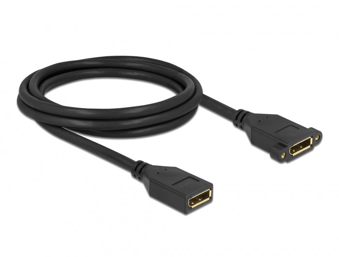 DeLOCK DisplayPort-zu-DisplayPort Verlängerungskabel – 2 m, DisplayPort 1.2, rund, geschirmt, schwarz