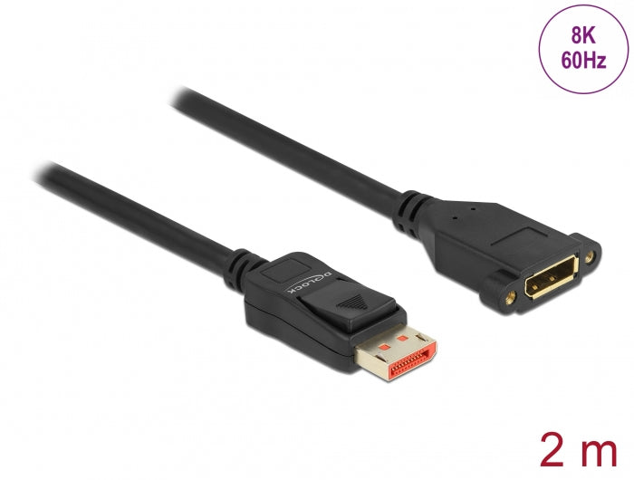 DeLOCK DisplayPort Verlängerung DP 1.4 8K 60 Hz – 2 m – verriegelbar
