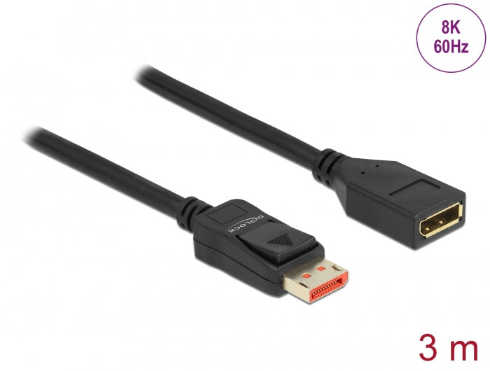DeLOCK DisplayPort Verlängerung DP 1.4 8K 60 Hz – 3 m