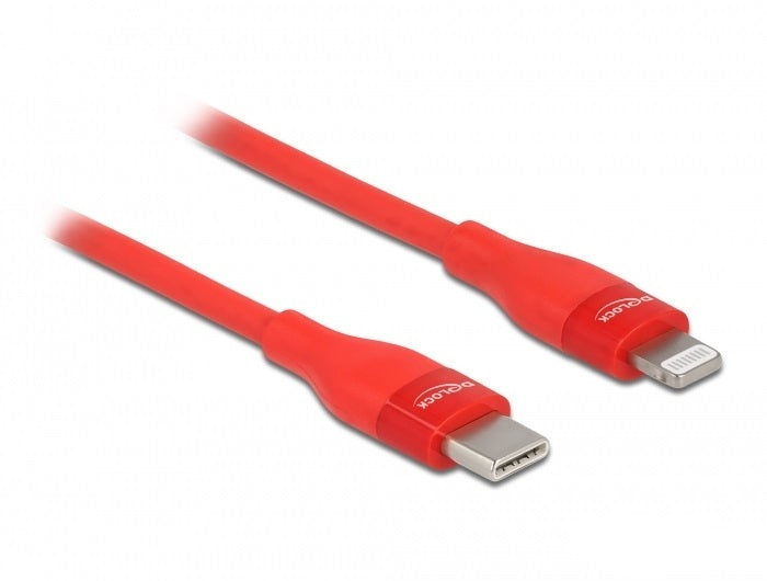 DeLOCK Daten- & Ladekabel – USB-C auf Lightning 0,5 m, MFi-zertifiziert, Rot – für iPhone/iPad