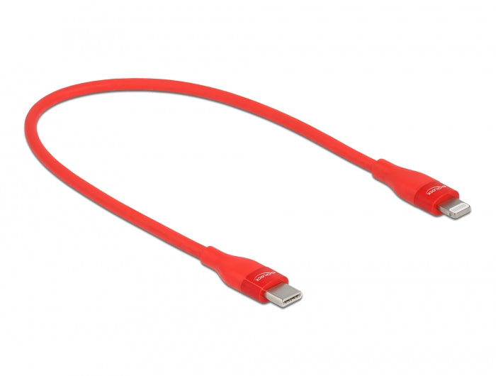 DeLOCK Daten- & Ladekabel – USB-C auf Lightning 0,5 m, MFi-zertifiziert, Rot – für iPhone/iPad