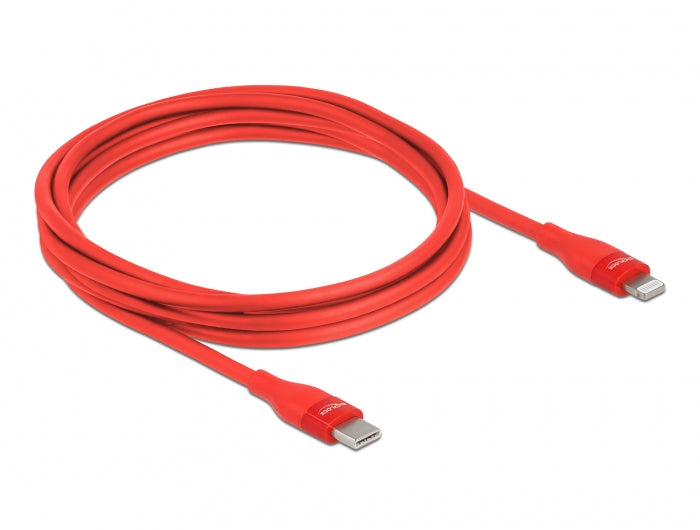 DeLOCK Daten- & Ladekabel – USB-C auf Lightning 2 m, MFi zertifiziert, Rot – für iPhone/iPad