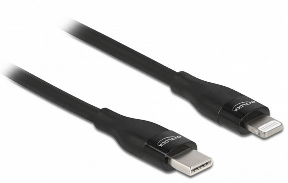 DeLOCK Daten- & Ladekabel – USB-C auf Lightning 0,5 m, MFi zertifiziert, 27 W, Schwarz – für iPhone/iPad
