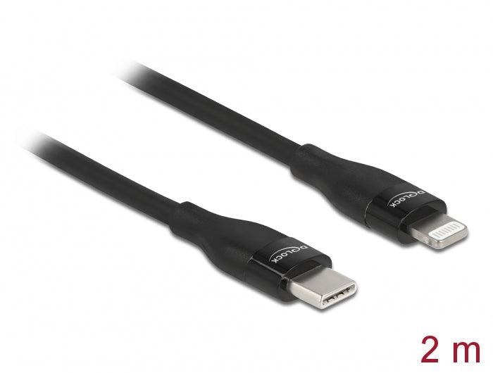 DeLOCK Daten- & Ladekabel – USB-C auf Lightning 2 m, MFi zertifiziert, 27 W, Schwarz – für iPhone/iPad