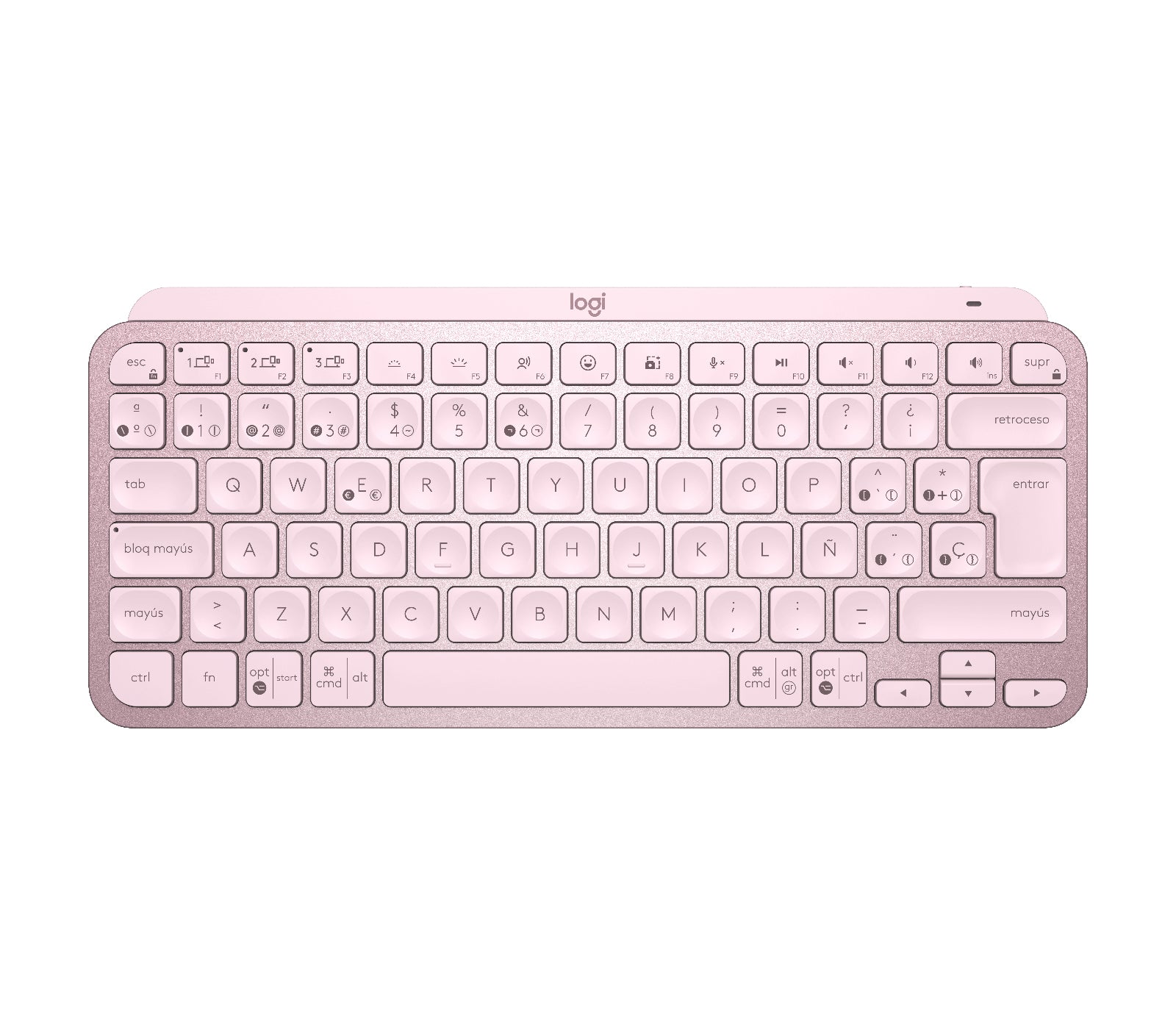 Logitech MX Keys Mini – Tastatur, kabellos (Bluetooth), ES-Layout (ES), beleuchtet, Rosé