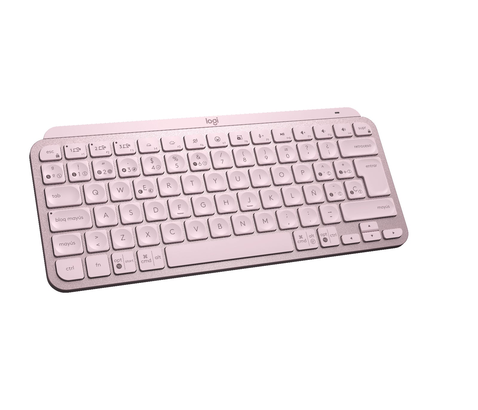 Logitech MX Keys Mini – Tastatur, kabellos (Bluetooth), ES-Layout (ES), beleuchtet, Rosé