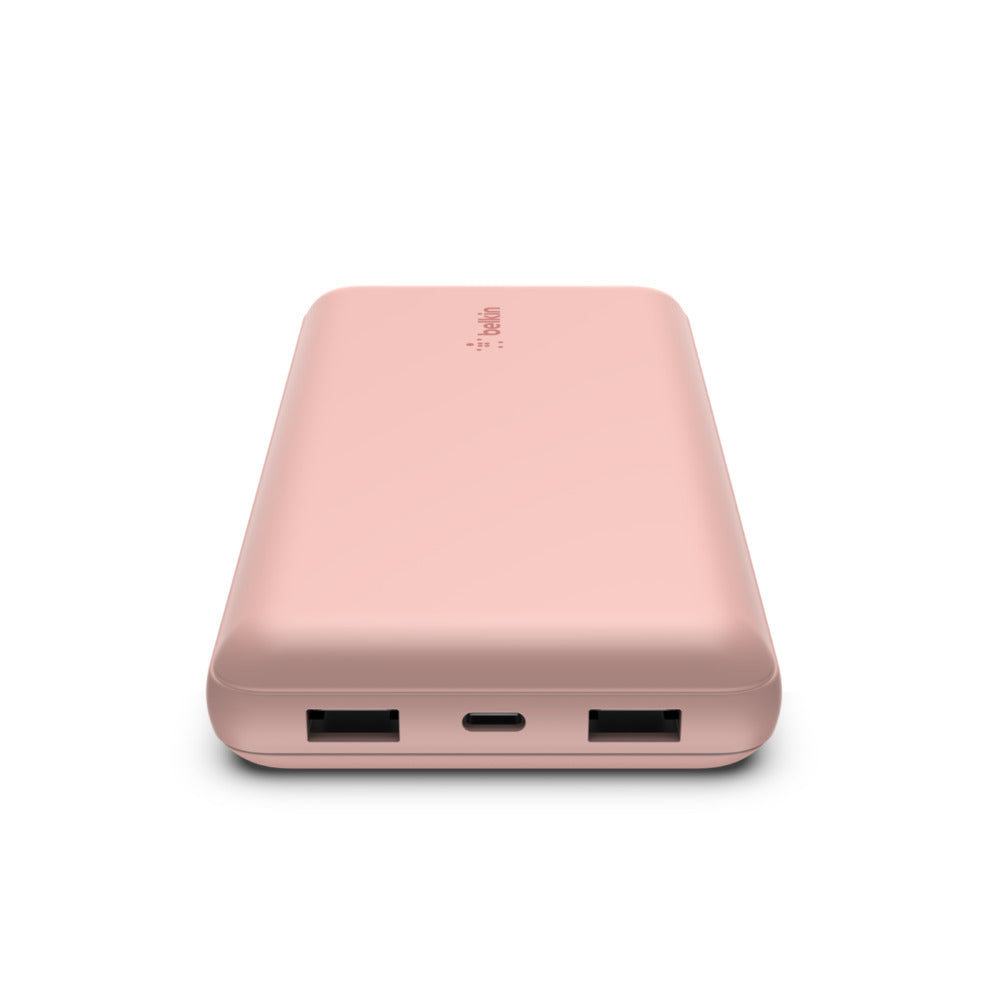 Belkin Powerbank 20000 mAh, 1× USB-C, 2× USB-A, für Smartphones, Tablets, Rosa