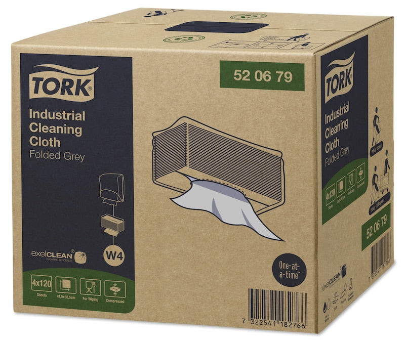 Tork Industrie-Reinigungstücher – exelCLEAN-Material, 1-lagig, 35,5 × 10,8 cm – Grau – 480 Stk.