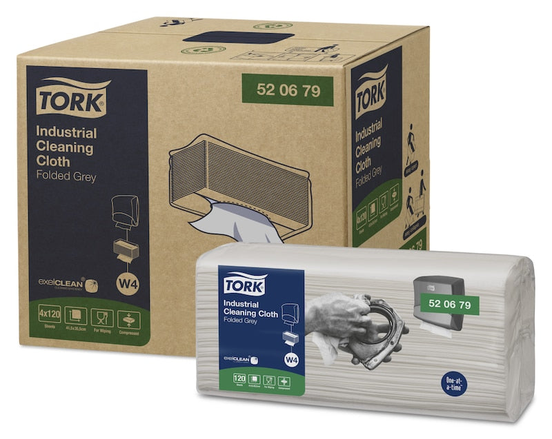 Tork Industrie-Reinigungstücher – exelCLEAN-Material, 1-lagig, 35,5 × 10,8 cm – Grau – 480 Stk.
