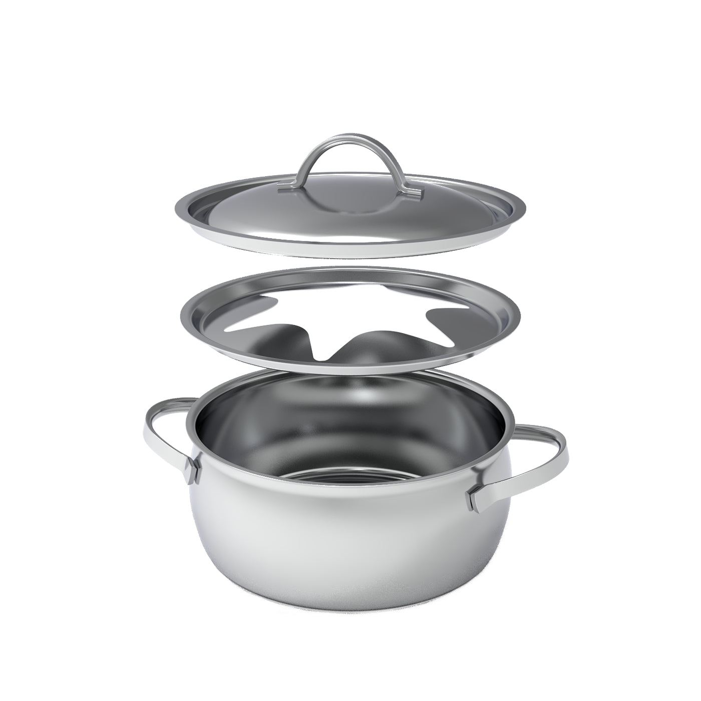 Kisag Fonduepfanne – Ø 20 cm, Edelstahl, für Fondue Bourguignonne, Induktion, 8 Personen
