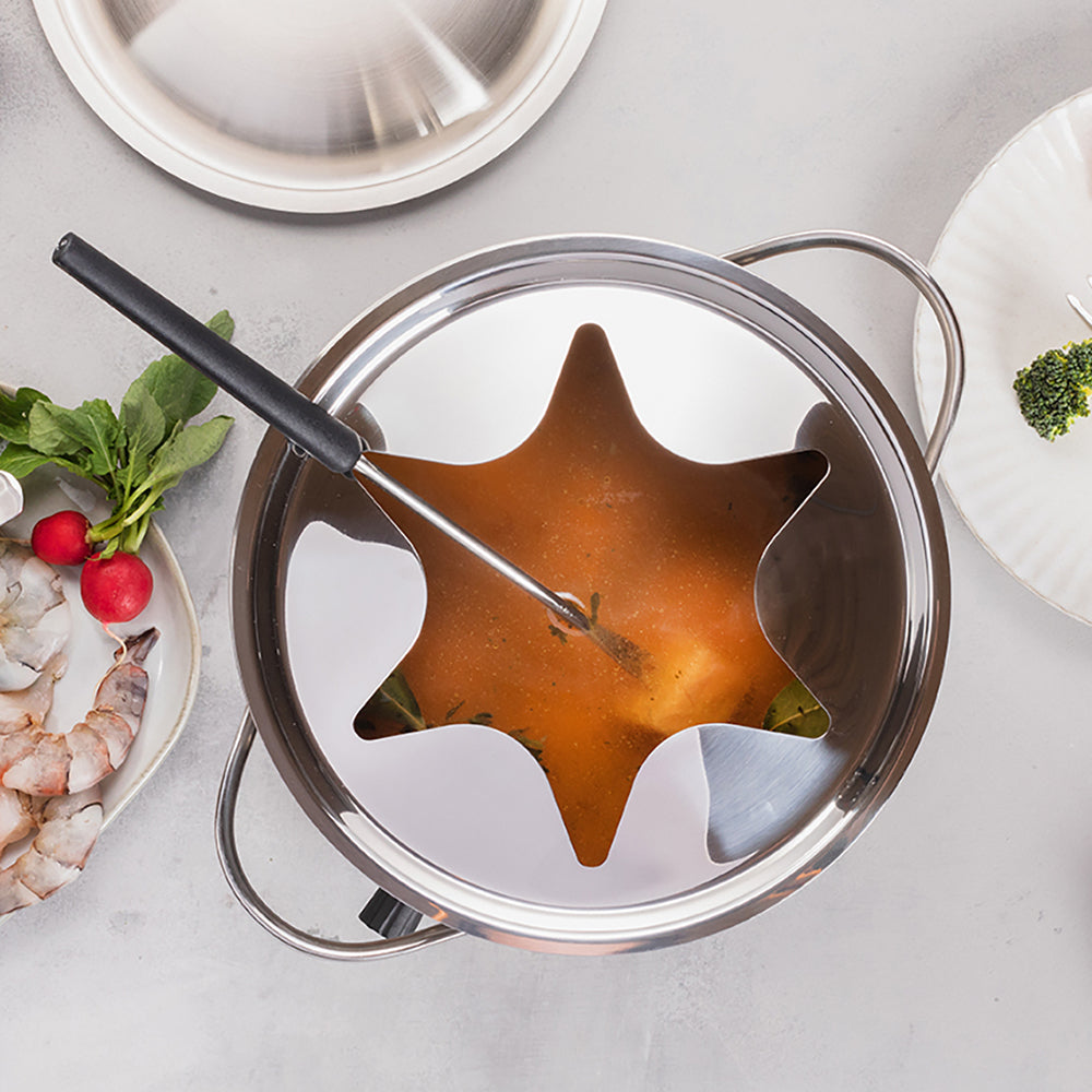 Kisag Fonduepfanne – Ø 20 cm, Edelstahl, für Fondue Bourguignonne, Induktion, 8 Personen