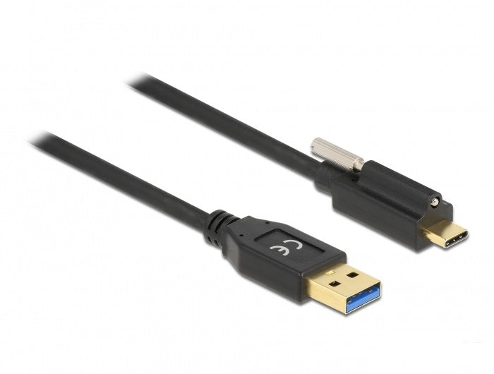 DeLOCK USB-A auf USB-C Kabel – USB 3.2 Gen 2 (10 Gbit/s) – 1,5 m – verschraubbar – schwarz