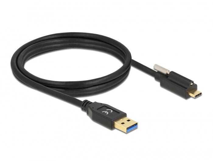 DeLOCK USB-A auf USB-C Kabel – USB 3.2 Gen 2 (10 Gbit/s) – 1,5 m – verschraubbar – schwarz