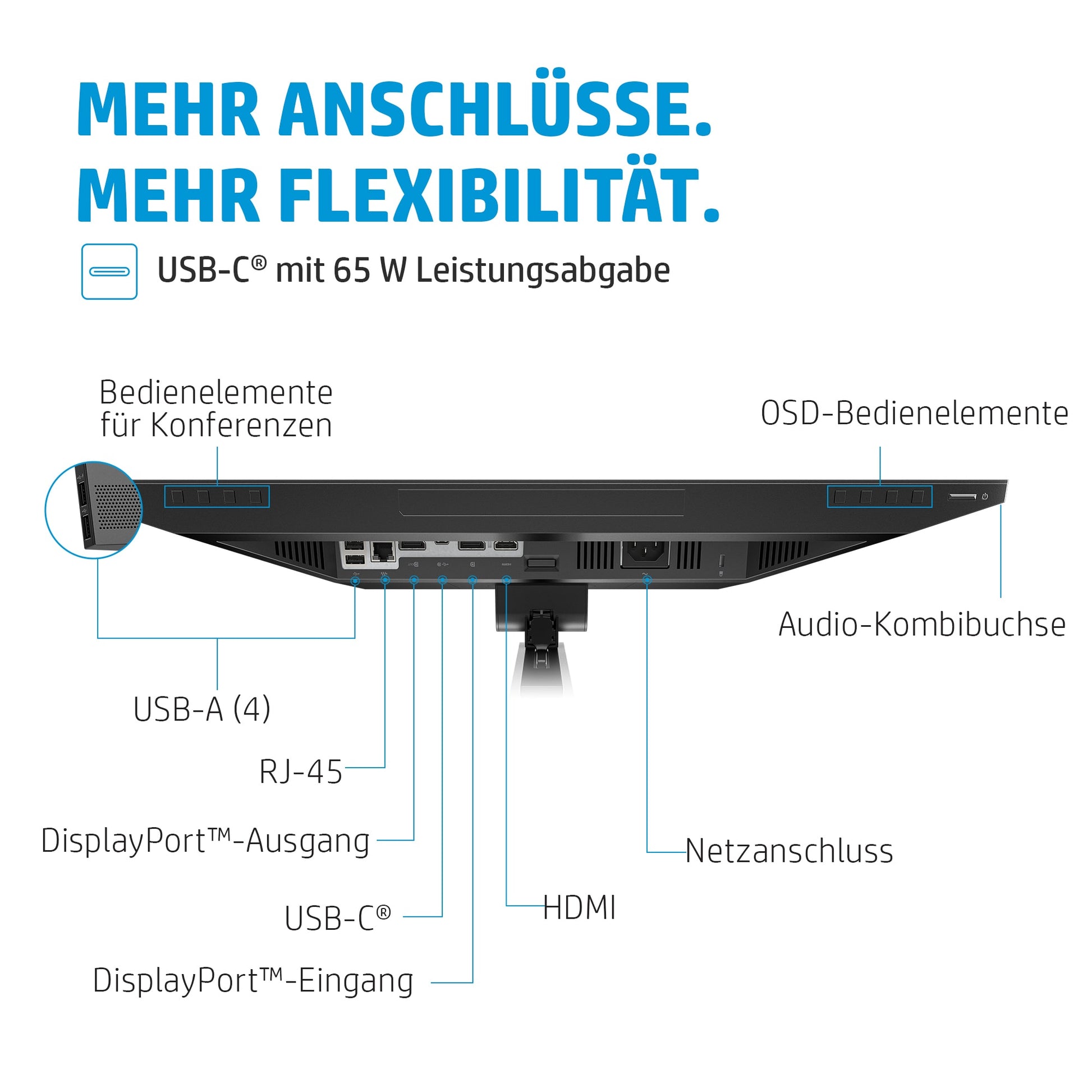 HP E24m G4 – Monitor, 24", 1920 × 1080 (Full HD), IPS, 300 cd/m², USB-C, HDMI