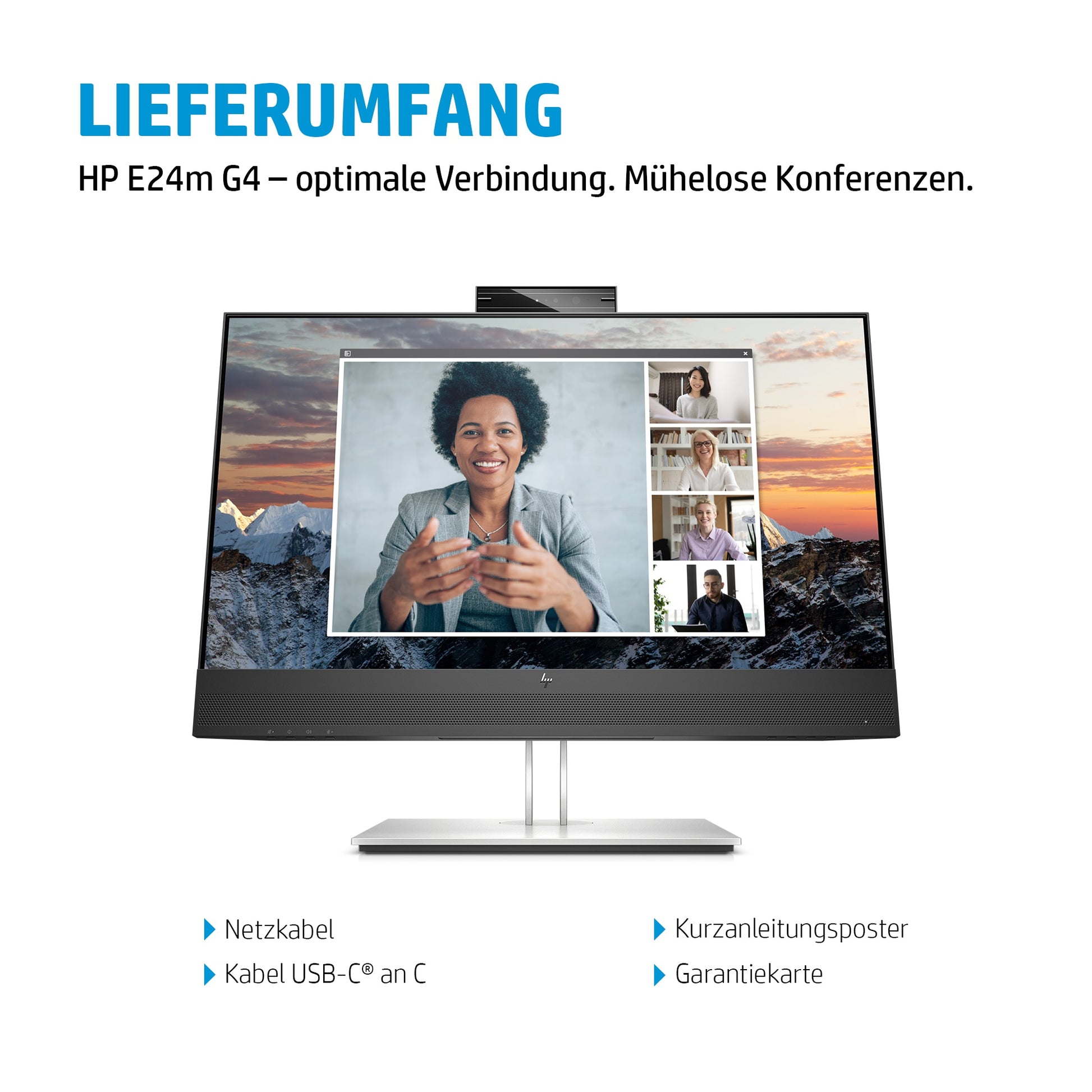 HP E24m G4 – Monitor, 24", 1920 × 1080 (Full HD), IPS, 300 cd/m², USB-C, HDMI